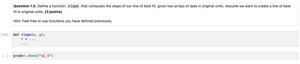 Solved Question 1.5. Define a function slope that computes | Chegg.com