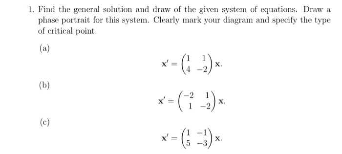 Solved 1. Find the general solution and draw of the given | Chegg.com