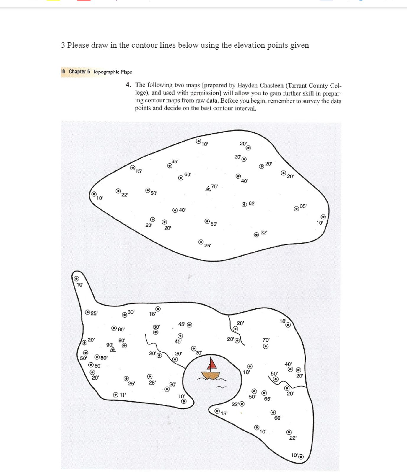 Solved Q:Please draw in the contour lines below using the | Chegg.com
