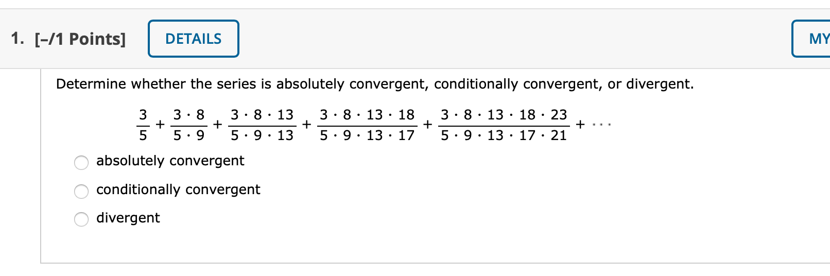 Solved 1. [/1 Points] DETAILS MY Determine whether the