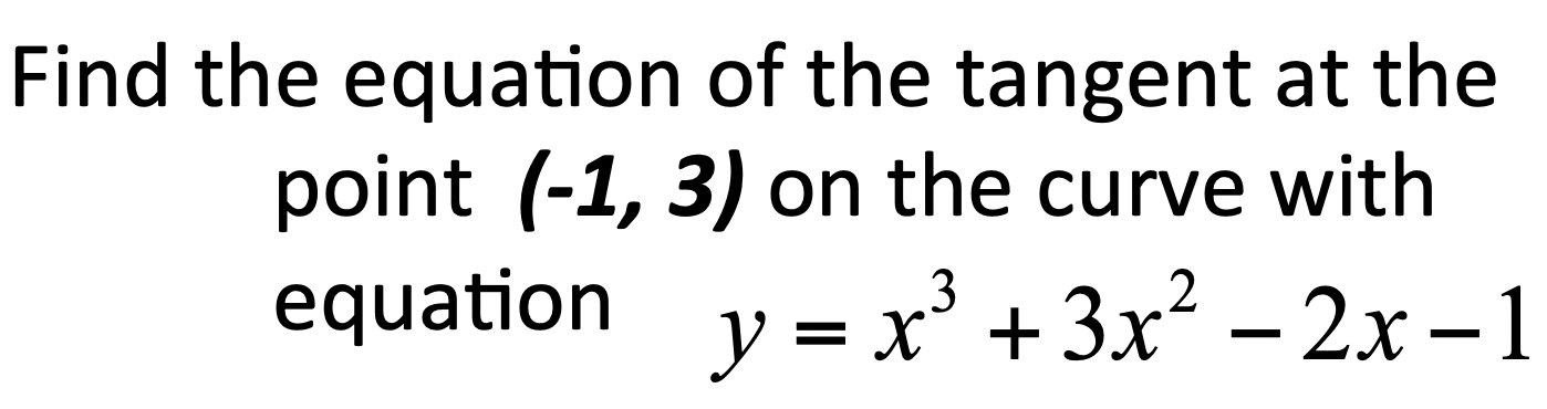 Solved Find the equation of the tangent at the point (-1, 3) | Chegg.com