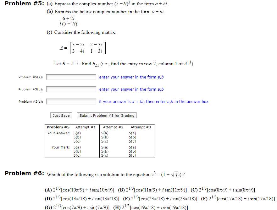 Solved Problem #5: (a) Express The Complex Number (5-21) In | Chegg.com