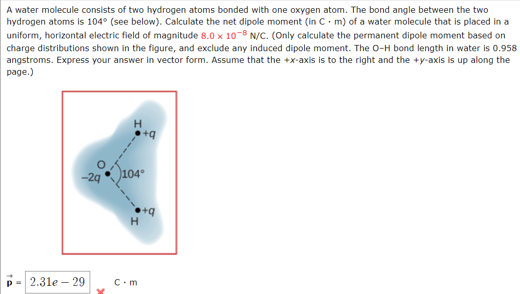 Solved A water molecule consists of two hydrogen atoms | Chegg.com