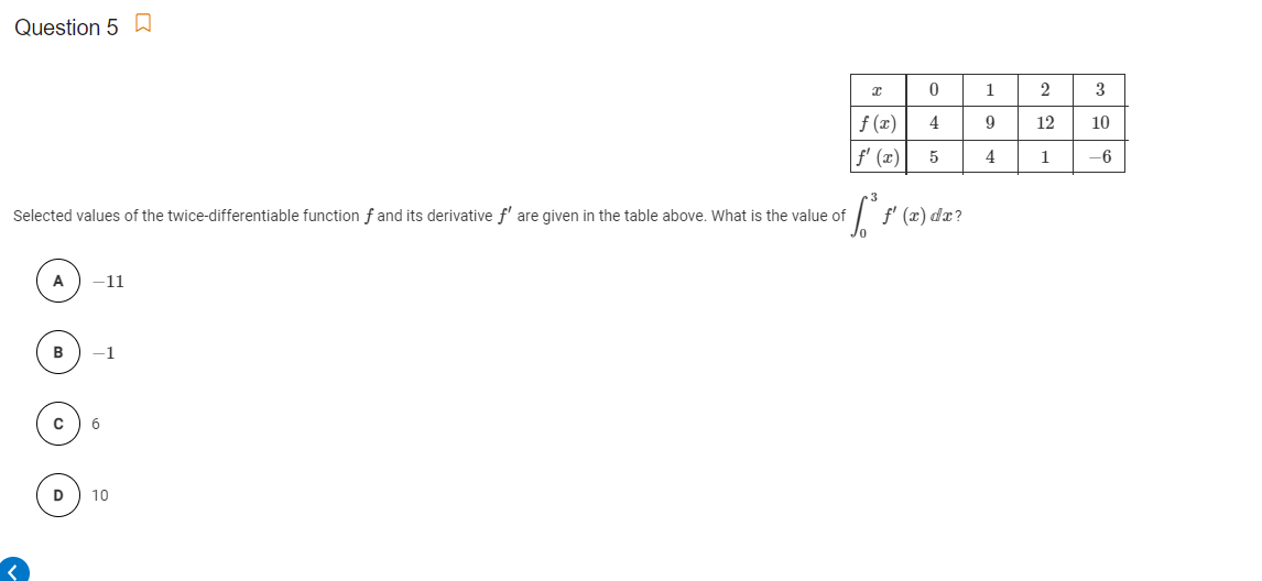 Solved Question 50 c 0 1 2 3 4 9 12 10 f(2) I f (x) 5 4 1 -6 | Chegg.com