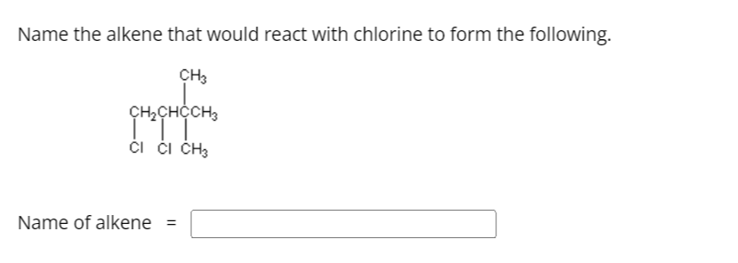 How to name alkenes that have chlorine in deals it