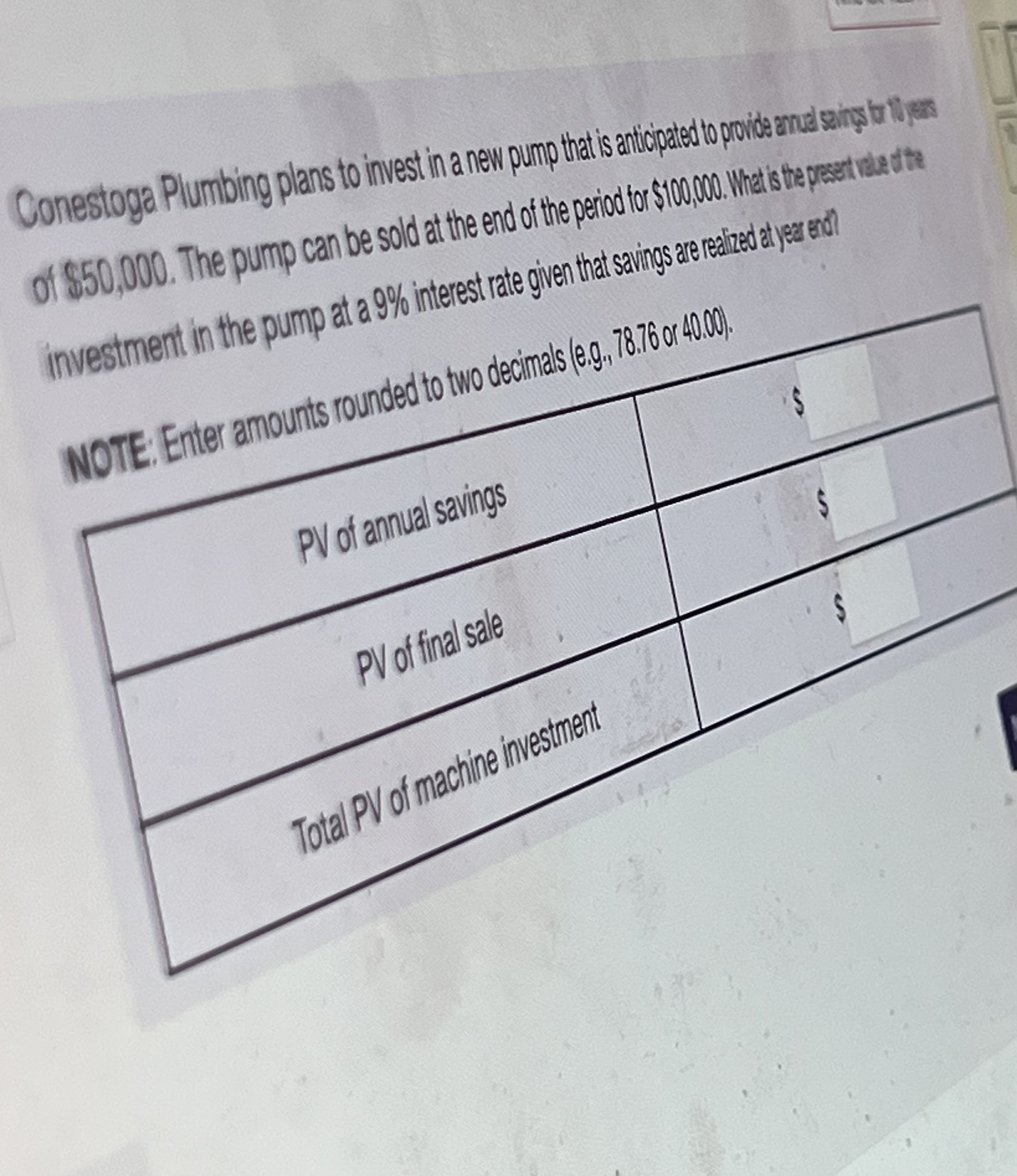 Conestoga Plumbing plans to invest in a new pump that