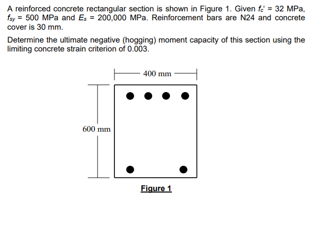 Solved A reinforced concrete rectangular section is shown in | Chegg.com