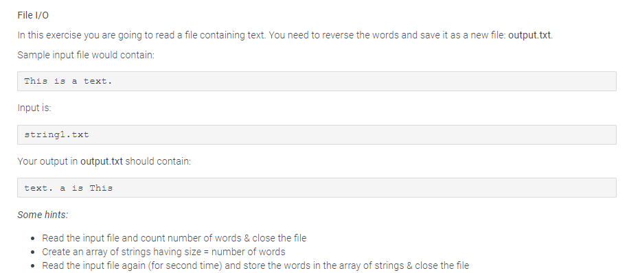 Solved File I/O In this exercise you are going to read a | Chegg.com