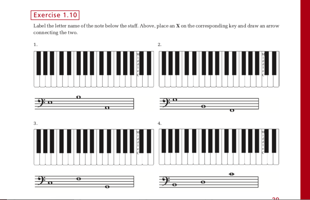 Exercise 1.10 Label the letter name of the note below | Chegg.com