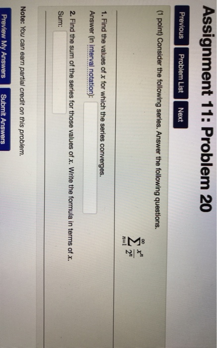 Solved Assignment 11: Problem 20 Previous Problem List Next | Chegg.com