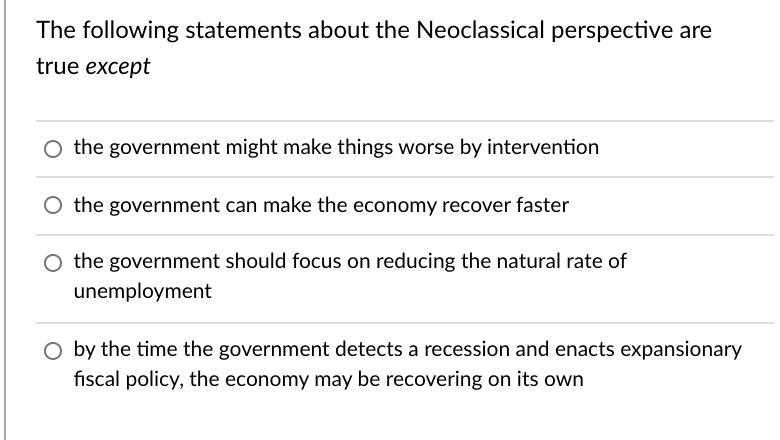 Solved The Following Statements About The Neoclassical | Chegg.com