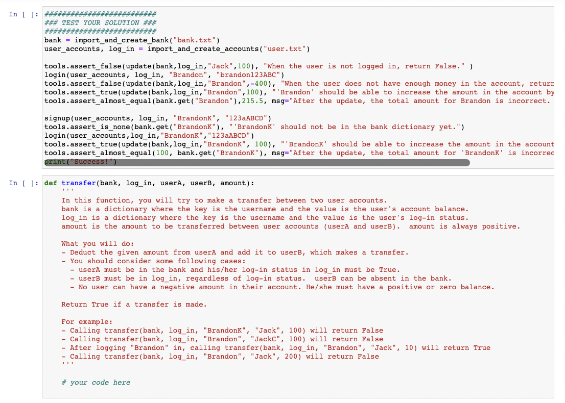 programming assignment homework 4 online banking system