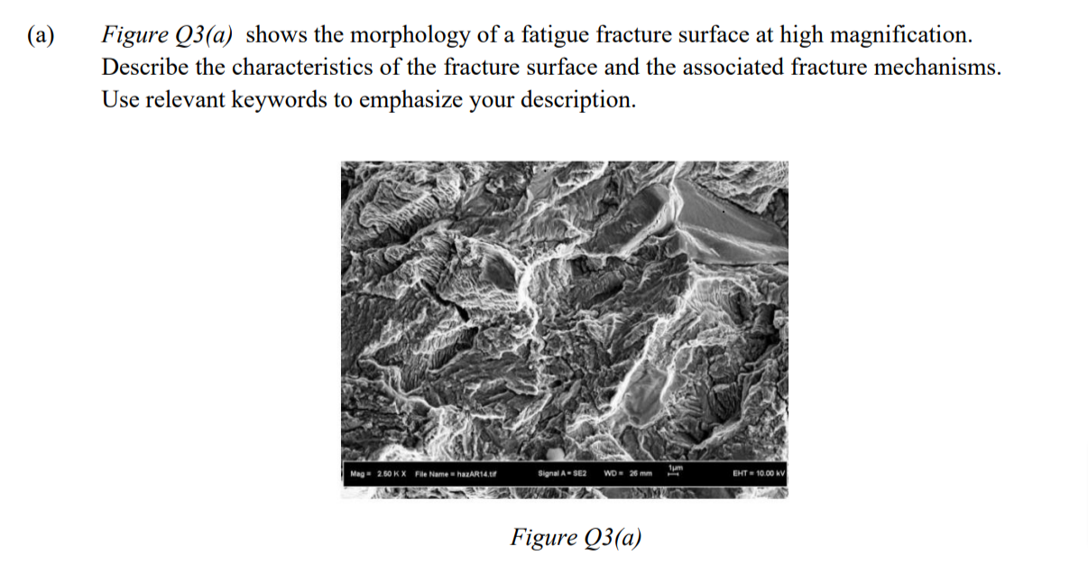 Solved a) Figure Q3(a) shows the morphology of a fatigue | Chegg.com