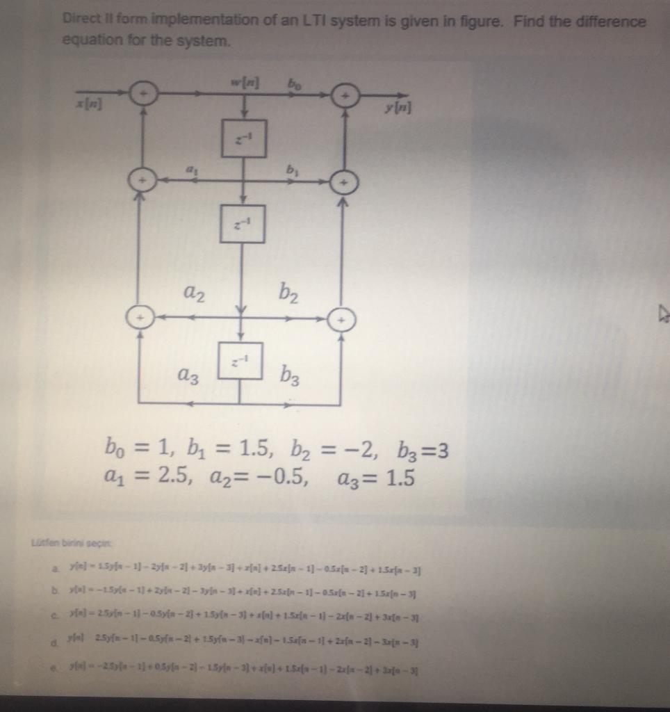 Solved Direct Il form implementation of an LTI system is | Chegg.com
