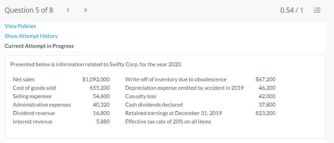 Solved Prepare A Multiple Step Income Statement For 2020 3113