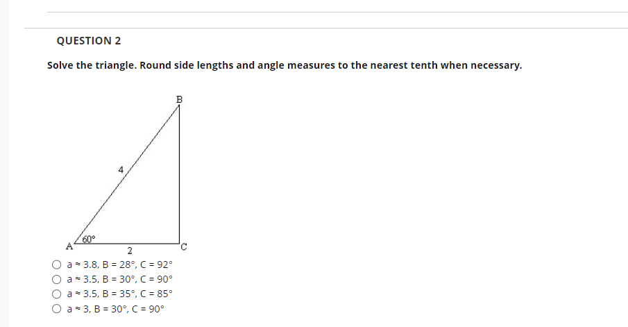 Solved Solve triangle ABC. If necessary, round the answer | Chegg.com