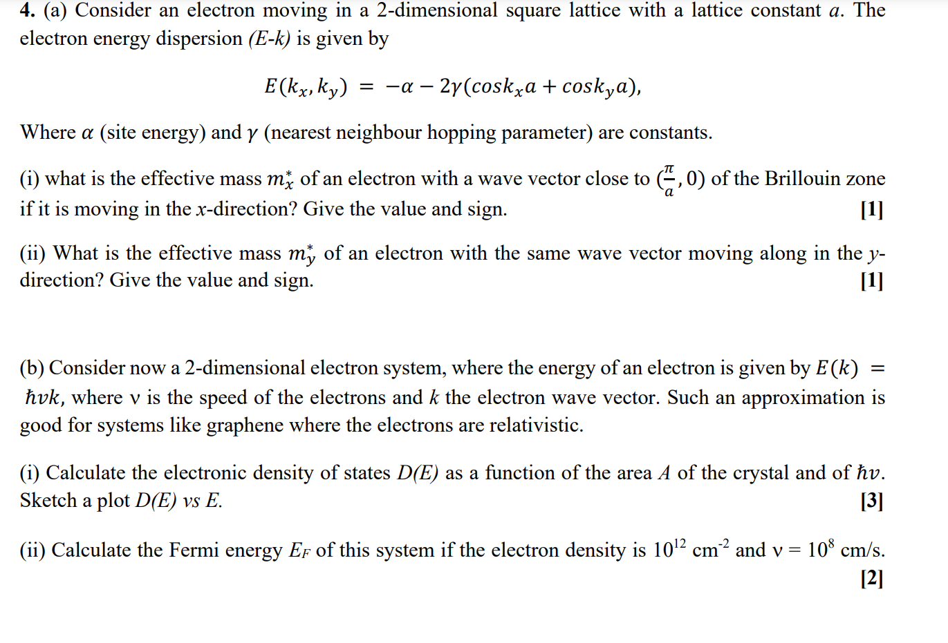 Solved 4. (a) Consider an electron moving in a 2-dimensional | Chegg.com