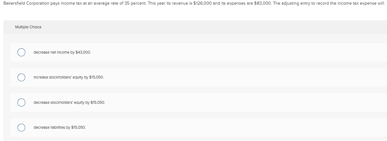 Solved Multiple Choice decrease net Income by $43,000. | Chegg.com