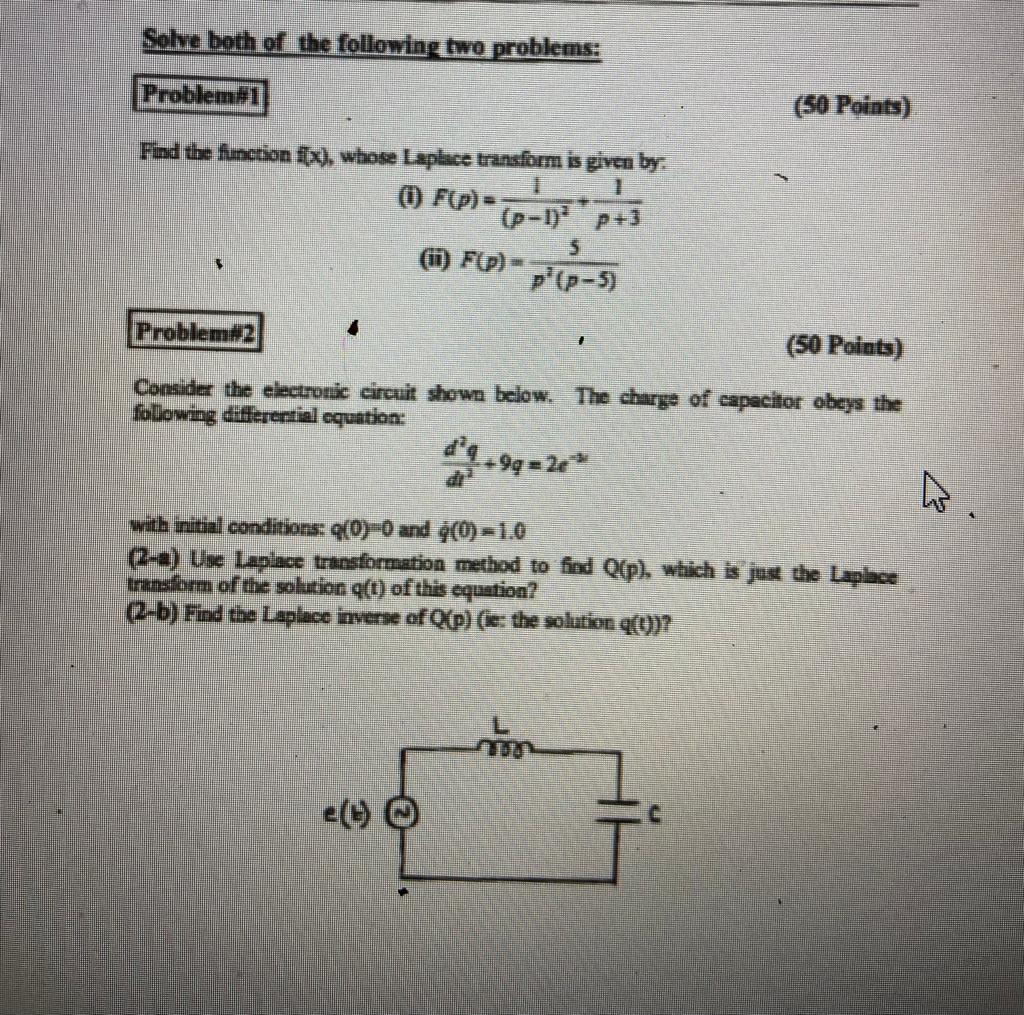 Solved Solve Both Of The Following Two Problems: Problemi | Chegg.com