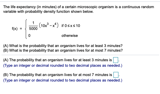 Solved The life expectancy (in minutes) of a certain | Chegg.com
