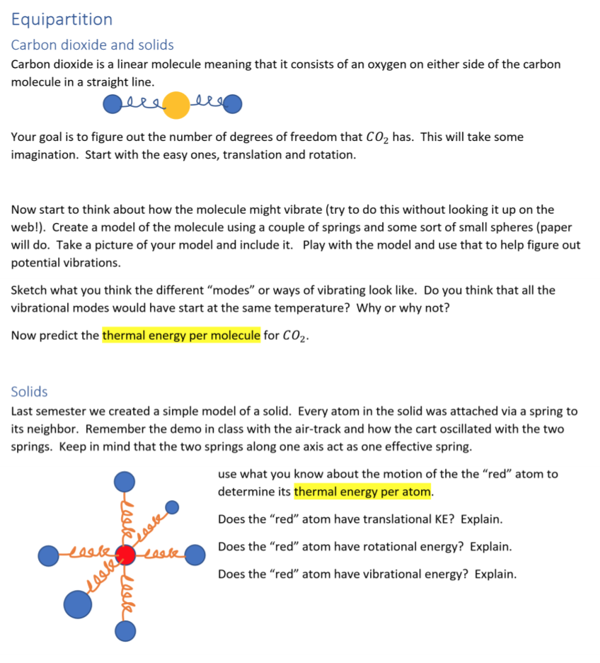 Equipartition Carbon dioxide and solids Carbon | Chegg.com