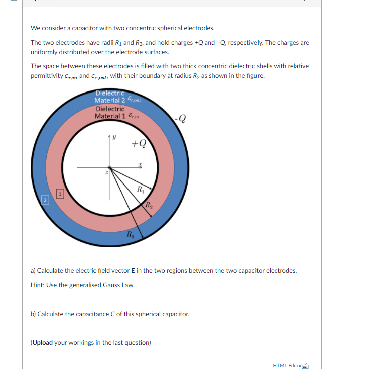We consider a capacitor with two concentric spherical | Chegg.com