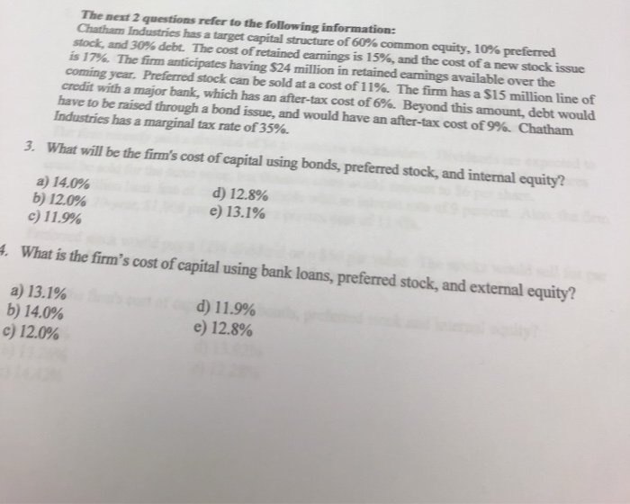 Solved The next 2 questions refer to the following | Chegg.com