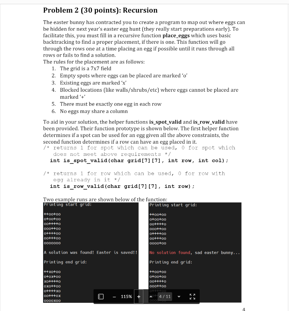 Solved Problem 2 (30 points): Recursion The easter bunny has | Chegg.com
