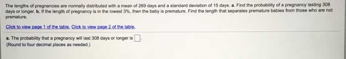 solved-the-lengths-of-pregnancies-are-normally-distributed-chegg