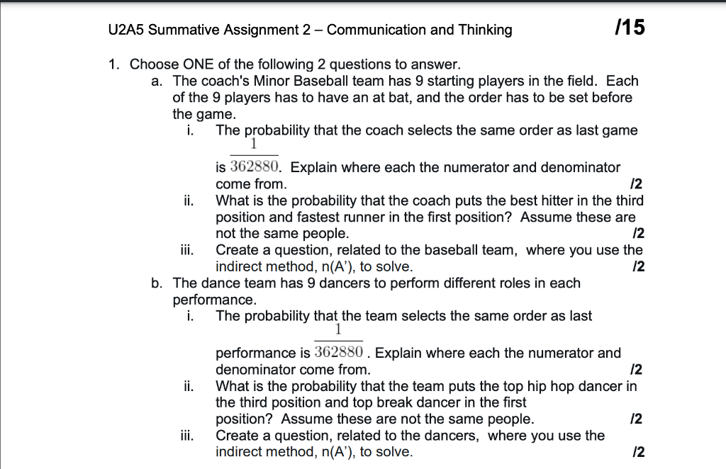 Solved U2A5 Summative Assignment 2 - Communication and | Chegg.com