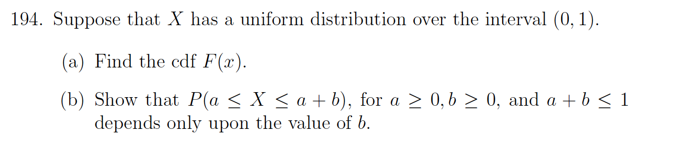 Solved 194. Suppose that X has a uniform distribution over | Chegg.com