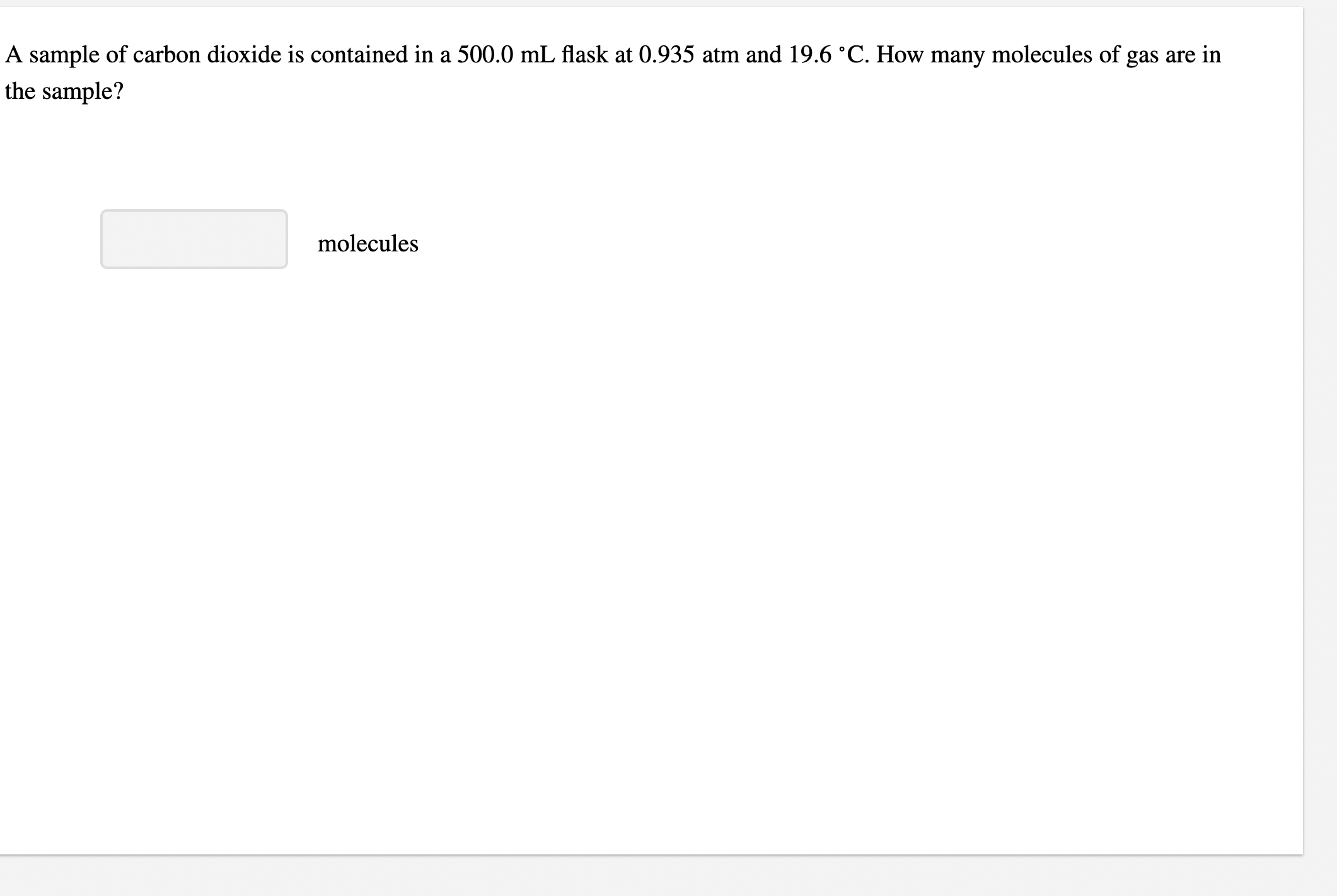 Solved A sample of carbon dioxide is contained in a 500.0 mL | Chegg.com