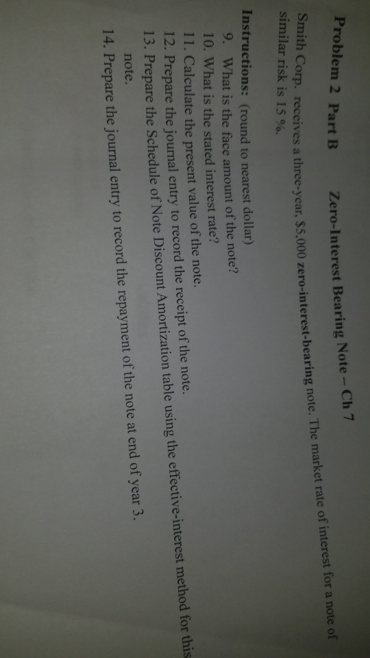 Solved Problem 2 Part B ZeroInterest Bearing Note Ch 7