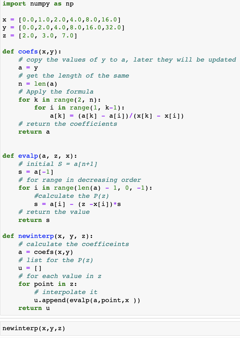 Solved Need help with PYTHON code with interpolating | Chegg.com