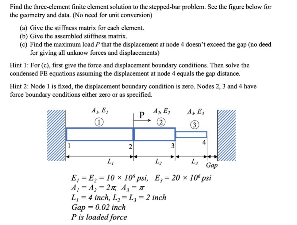 Solved Find the three-element finite element solution to the | Chegg.com