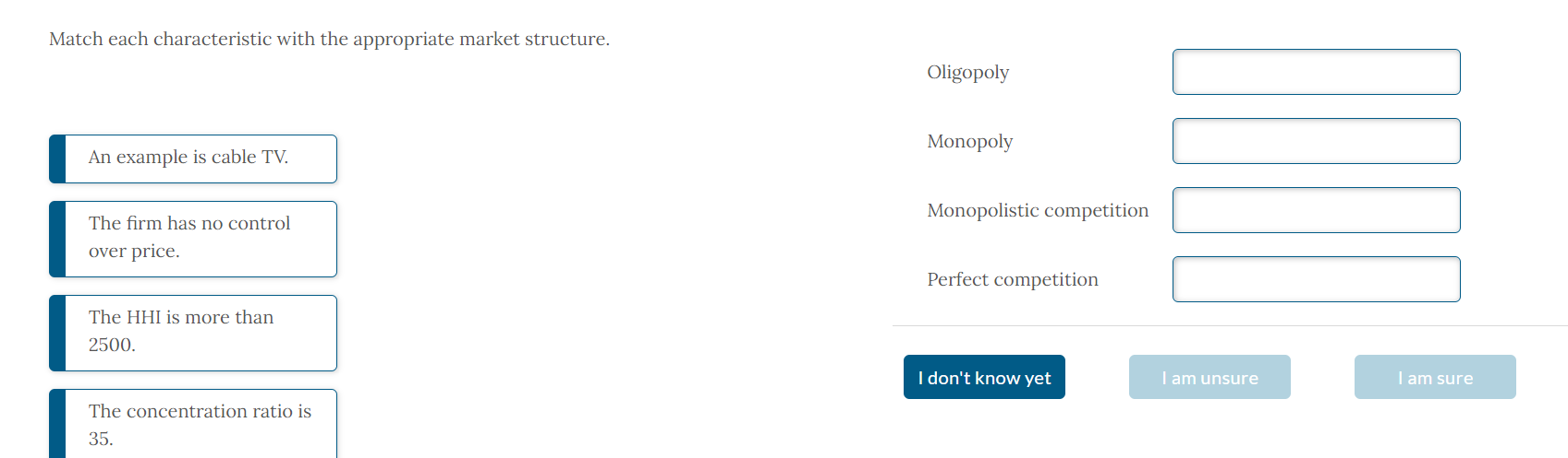 Solved Match each characteristic with the appropriate market | Chegg.com