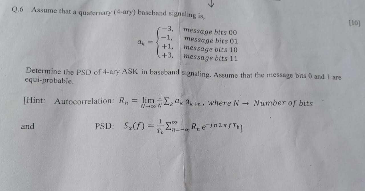 Solved 4Lak hou ane given the basehand sienals h wir ams or