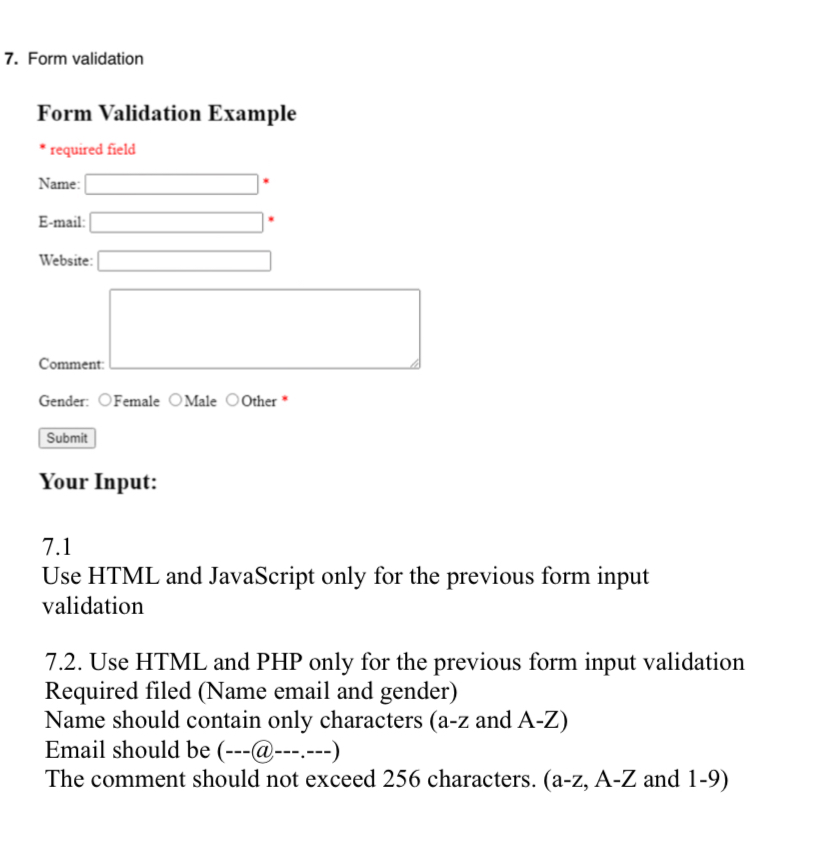 Solved 7.1 Use HTML and JavaScript only for the previous | Chegg.com