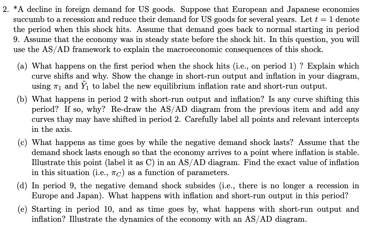 Solved 2. *A decline in foreign demand for US goods. Suppose | Chegg.com