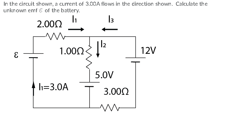 Solved In the circuit shown, a current of 3.00A flows in the | Chegg.com