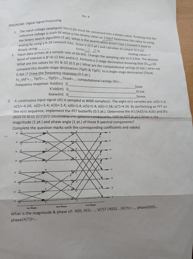 No. 4 DISCIPLINE: Digital Signal Processing 1 Error: | Chegg.com