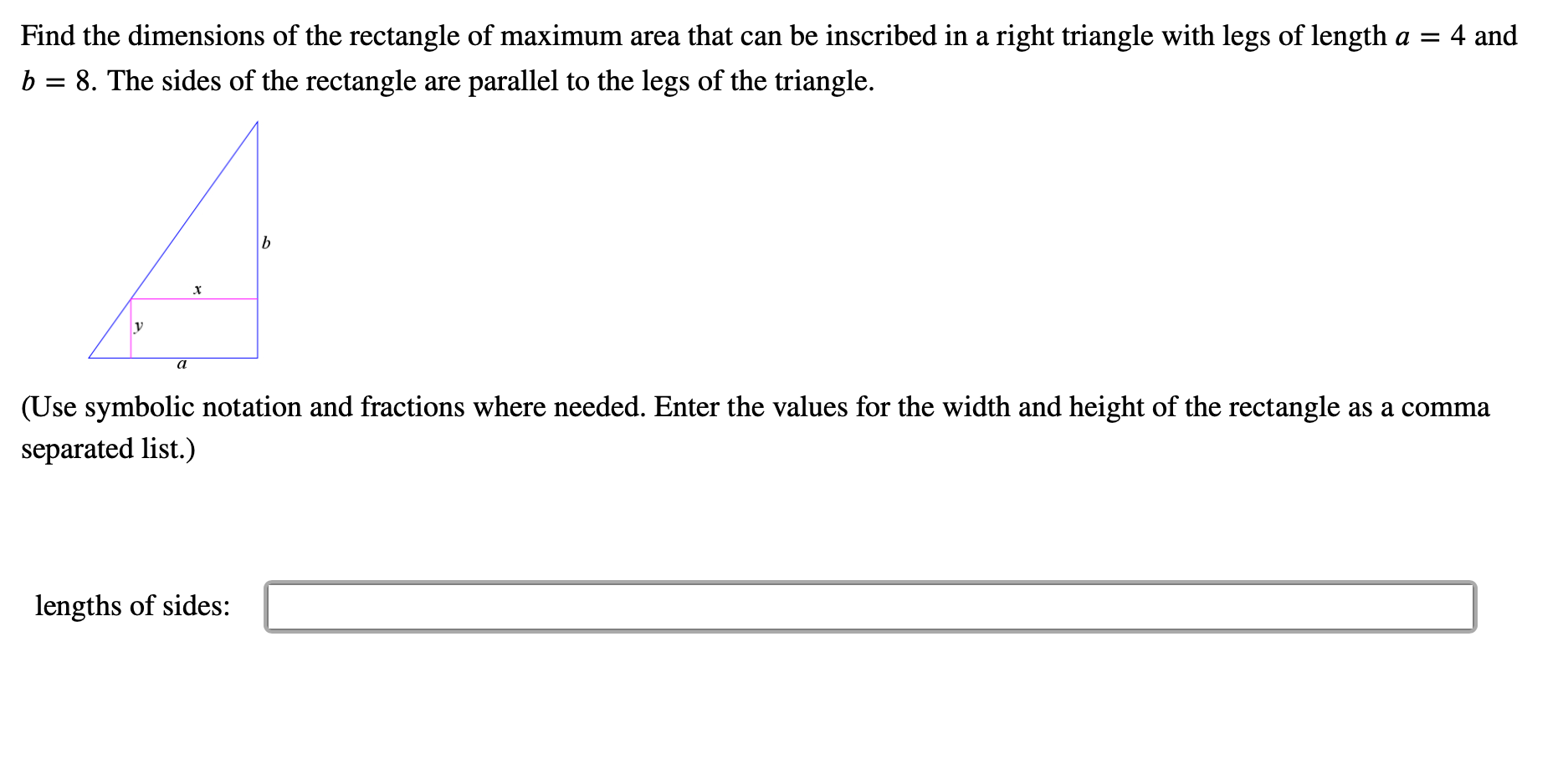 Solved Find the dimensions of the rectangle of maximum area