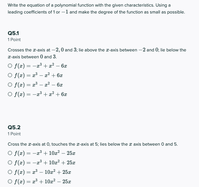 Solved Write the equation of a polynomial function with the | Chegg.com