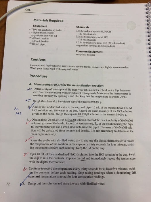 Laboratory 6 (CAL) Calorimetry and Hess's Law