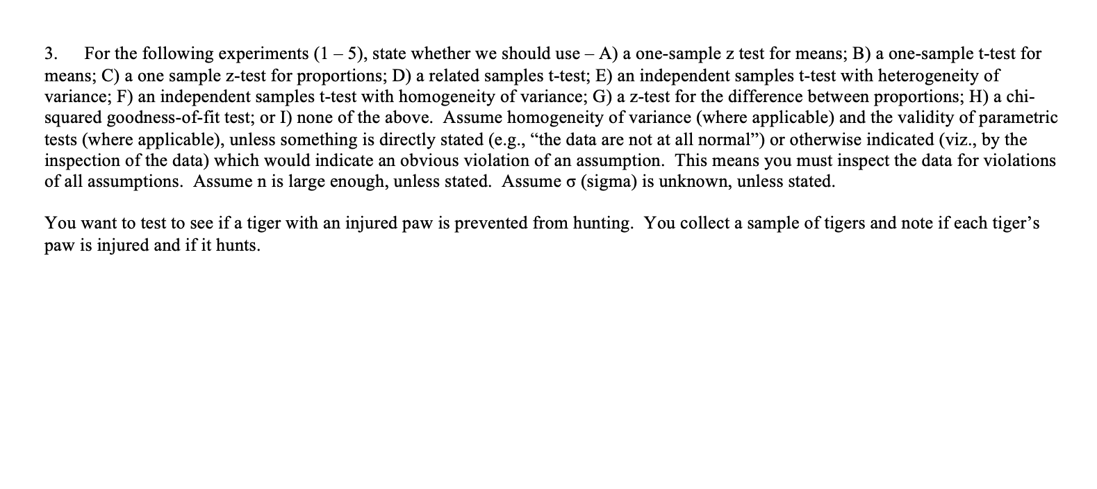 3. For the following experiments (1 – 5), state | Chegg.com