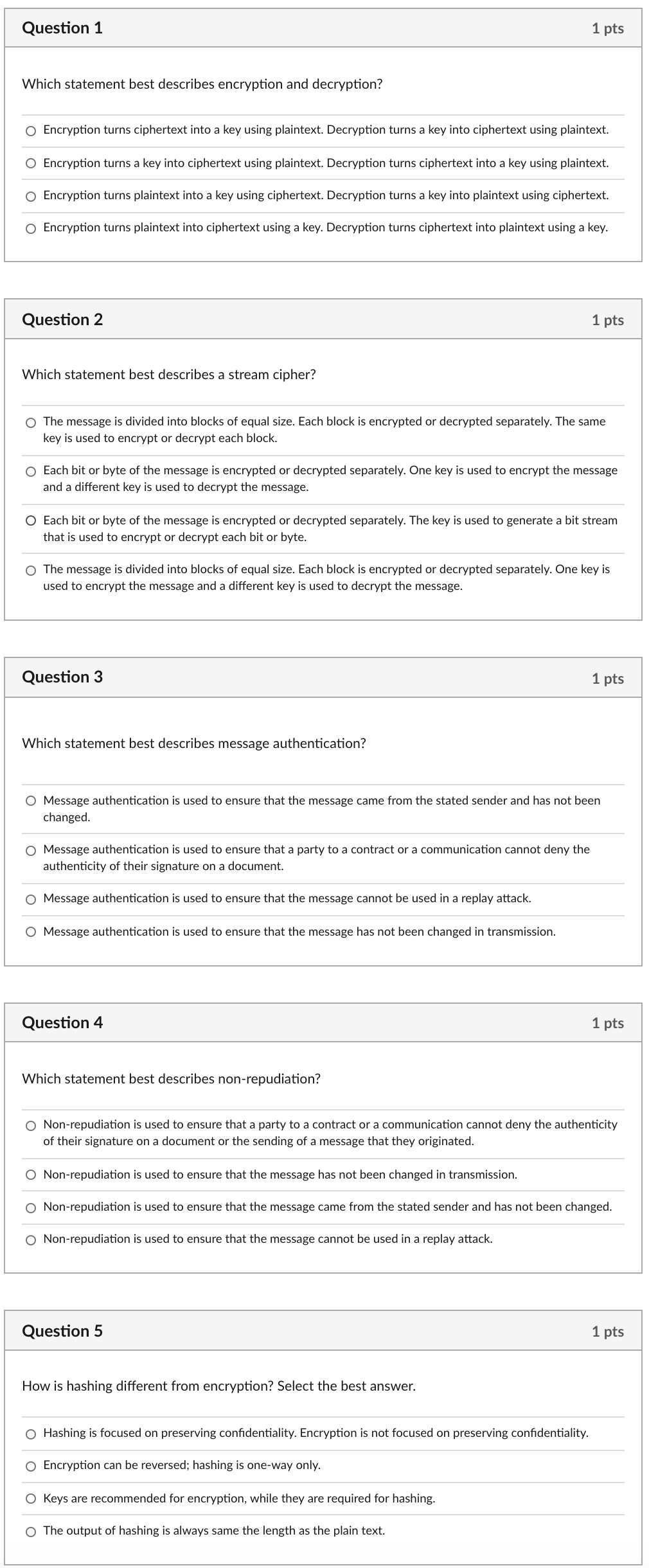 Solved Question 1 1 pts Which statement best describes | Chegg.com