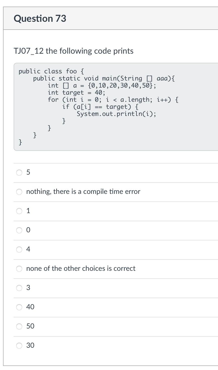 Solved Question 73 TJO7_12 the following code prints public | Chegg.com