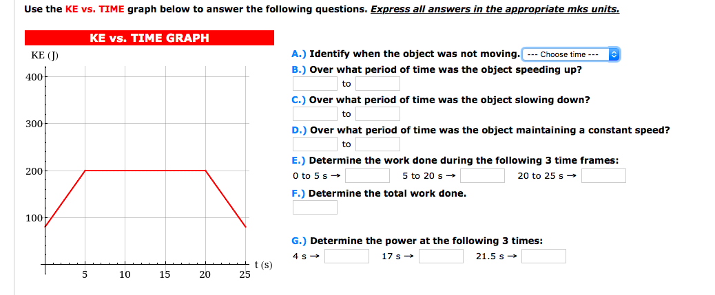Solved Use the KE vs. TIME graph below to answer the | Chegg.com