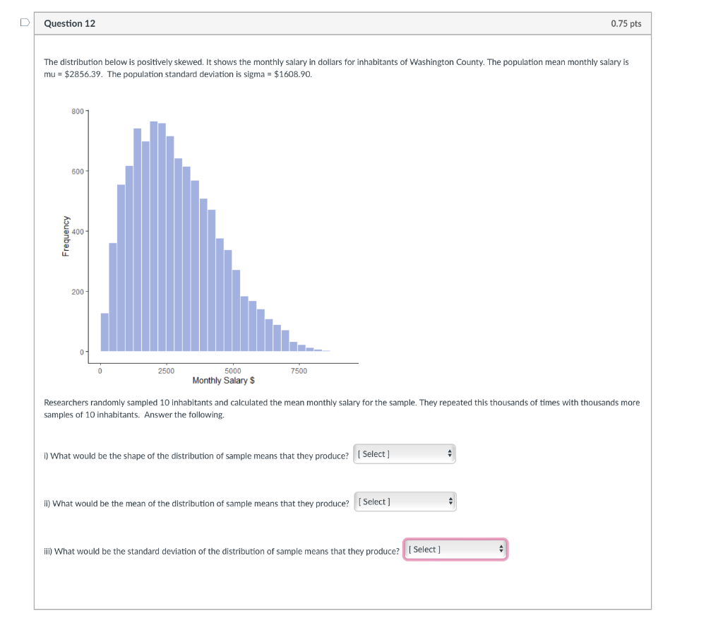 Solved Question 12 The distribution below is positively | Chegg.com