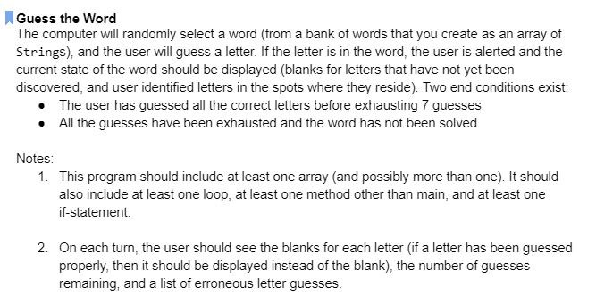 Solved Guess the Word The computer will randomly select a | Chegg.com